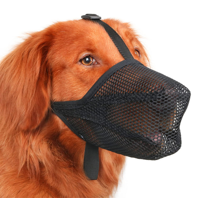Mayerzon Dog Muzzle, Patented Soft Mesh Muzzle for Small Medium Large Dogs for Scavenging Biting Licking and Chewing, Allows to Pant and Drink (M, Black) M-(Snout:9¾"-10¾") - PawsPlanet Australia