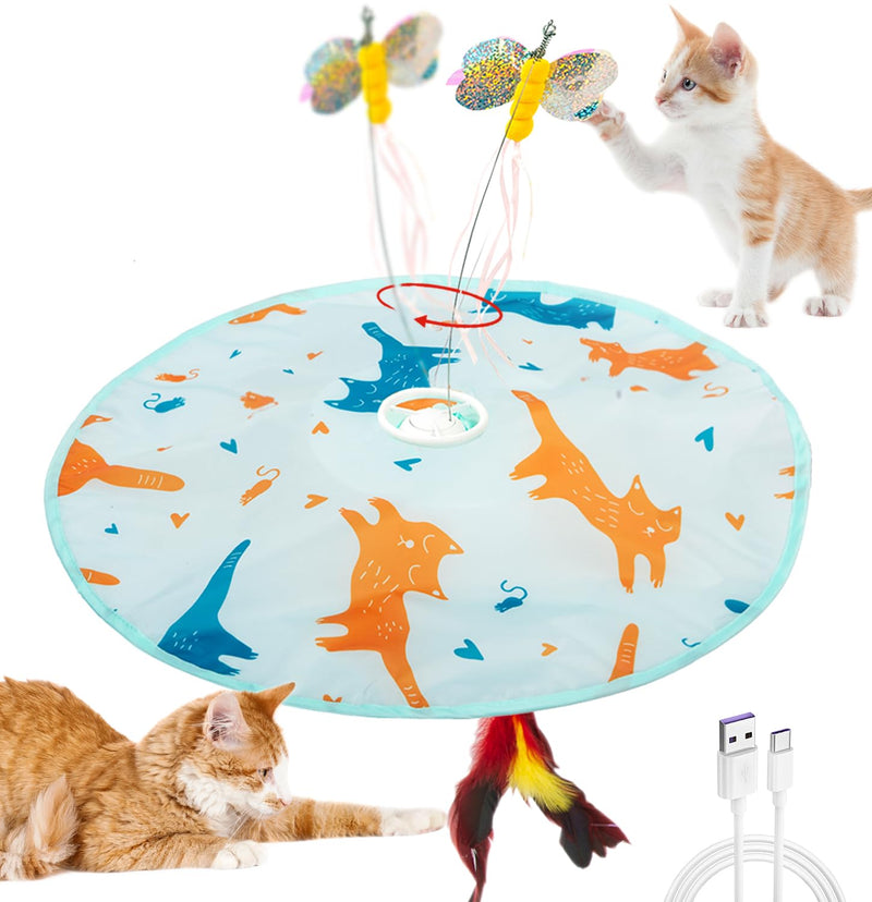 2-in-1 Rechargeable Motion Activated Interactive Cat Toys for Indoor Cats, Long Lifetime Motor Cat Chasing Toy for Exercise/Moving Butterfly/Feather Wand Kitten Toys 2-IN-1 Cat Butterfly/Feather Toy - PawsPlanet Australia