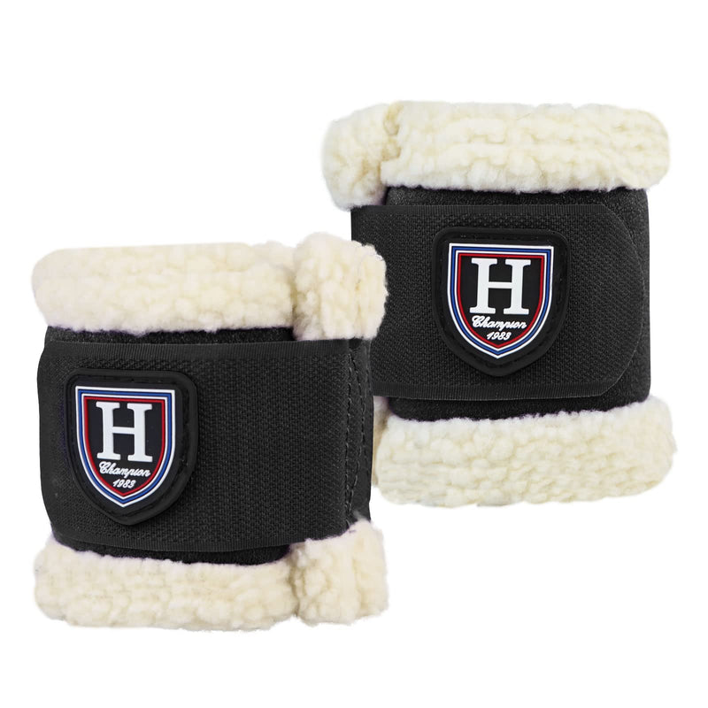 Harrison Howard Essential Premium Horse Pastern Wraps with Berber Fleece Lining, Sold in Pairs Black - PawsPlanet Australia