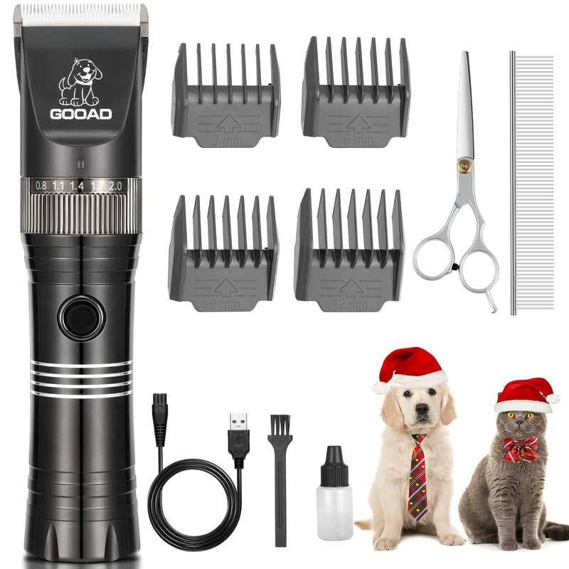Dog Clippers for Grooming, Cordless,Low Noise, Electric Quiet,Rechargeable, Dog Trimmer Grooming Kit, Pet Hair Clippers for Thick Coats, Shaver Clippers for Small and Large Dogs Cats,Black Black - PawsPlanet Australia