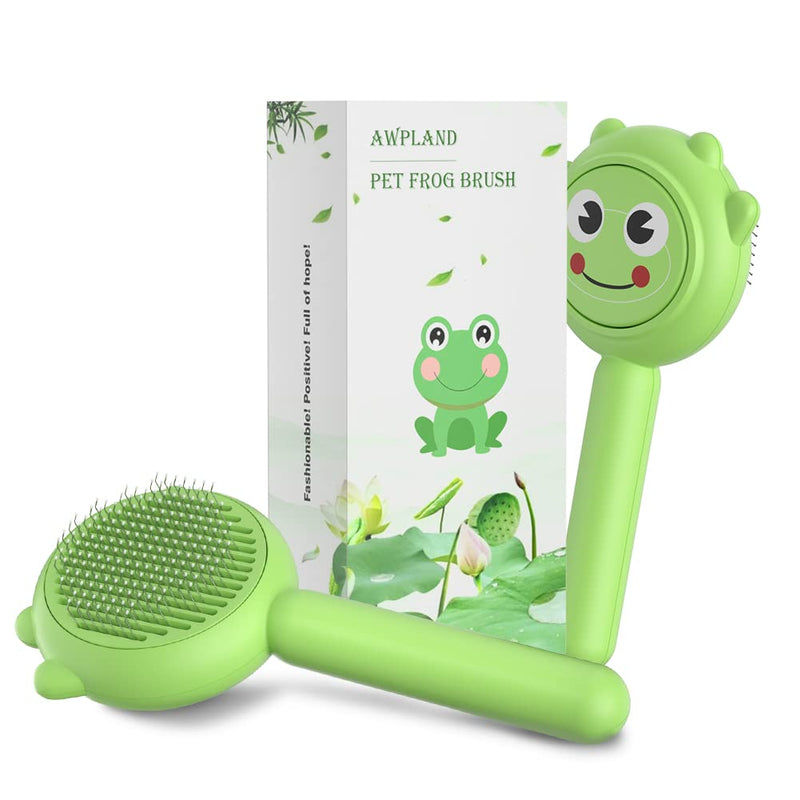Dog Brush for Short or Long Haired Dogs, Frog Shape Dog Brush with Release Button, Dog Hair Brush Dog Grooming Deshedding Brush for Dog Kitten Rabbit Massage Removes Loose Fur Medium - PawsPlanet Australia