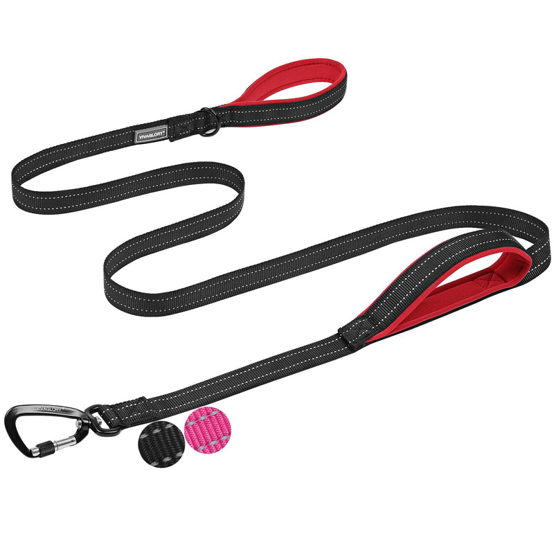 VIVAGLORY Dog Leash Lighthook Double Handle Dog Leash with Traffic Handle & Locking Carabiner for Walking & Training, Traffic Control Lightweight Carabiner for Puppy Pet, 5ft x 1in, Black Black with Carabiner Clip Leash (5 ft. x 1 in.) - PawsPlanet Australia