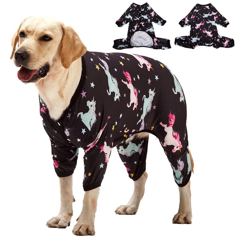 LovinPet Dog Clothes - Pajamas for Dogs XL, Post-Surgical Recovery for Big Dogs, Lightweight Pullover Dog Clothes, Full Coverage Cane Corso Pajamas, Wild Horses Galloping Print/XL X-Large Black - PawsPlanet Australia