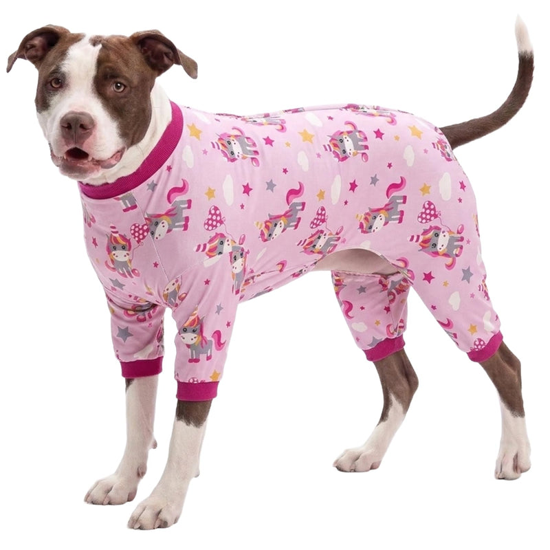 LovinPet Dogs Clothes, Lightweight Stretch Knit, Unicorn Rose Pink Print/Post Surgery Shirt/UV Protection, Pet Anxiety Relief, Wound Care for Large Dog Onesies /2XL XX-Large - PawsPlanet Australia