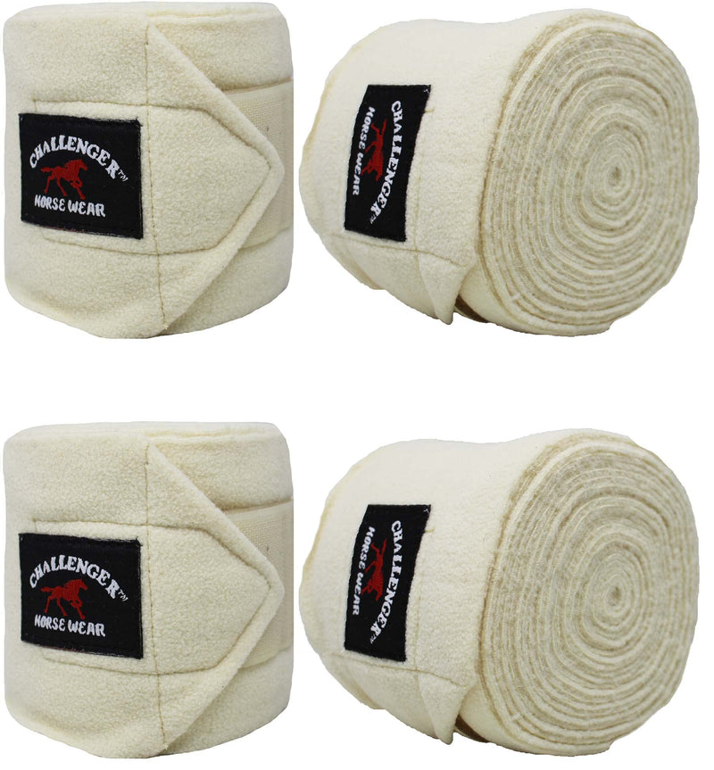 CHALLENGER Horse Equine Tack Set of 4 Soft Fleece Grooming Leg Polo Wraps 95TS01 Cream - PawsPlanet Australia