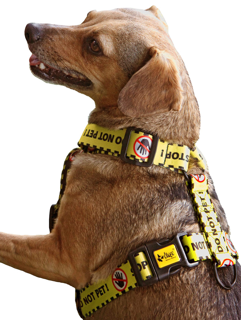 Dingo DO NOT PET Guard Harness Adjustable Safe Control Caring for Special Dog Needs Black/Yellow Size L 95378 YELLOW - PawsPlanet Australia