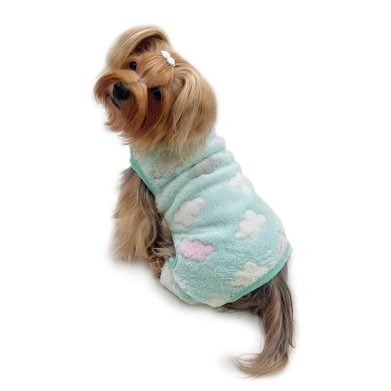 Klippo Dog/Puppy Ultra Soft Plush Front Sleeveless Pajamas/Bodysuit/Loungewear/Coverall (Fluffy Clouds, Small) Fluffy Clouds - PawsPlanet Australia