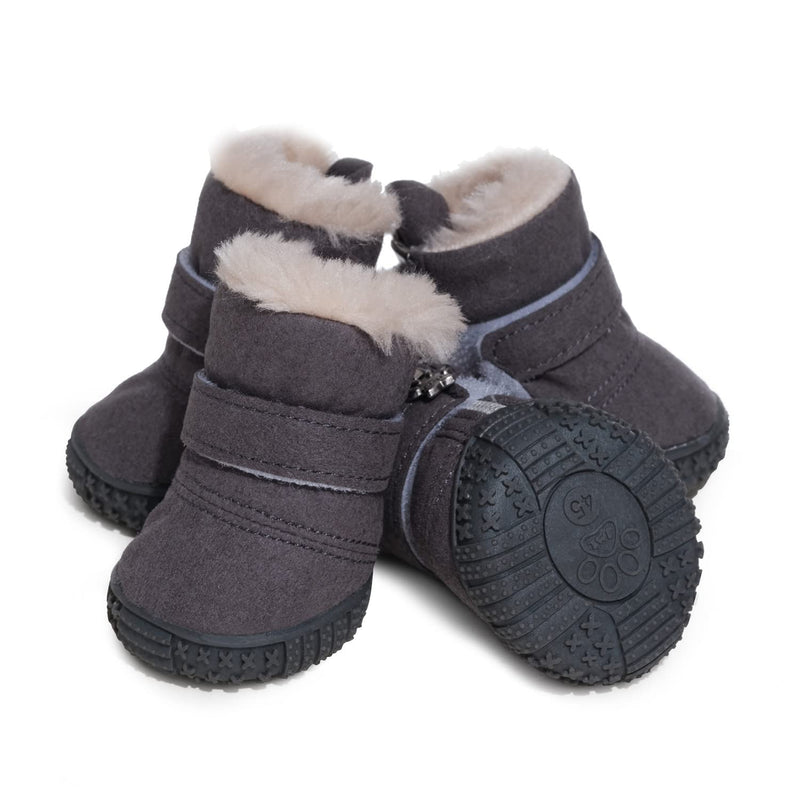 Hdwk&Hped Snow Dog Boots Warm Fleece Dog Winter Booties Anti-Slip Pet Shoes for Small Medium Dog Cat (Grey, #5) Grey