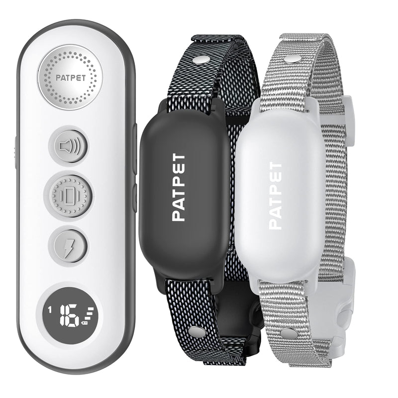 PATPET Shock Collar for Dogs(10-120lbs), 4000ft Rechargeable IPX7 Waterproof Training Collar with Remote for 2 Dogs- Electric Dog Collar for Small Medium Large Dogs 2 Packs Light grey 2 Collars - PawsPlanet Australia