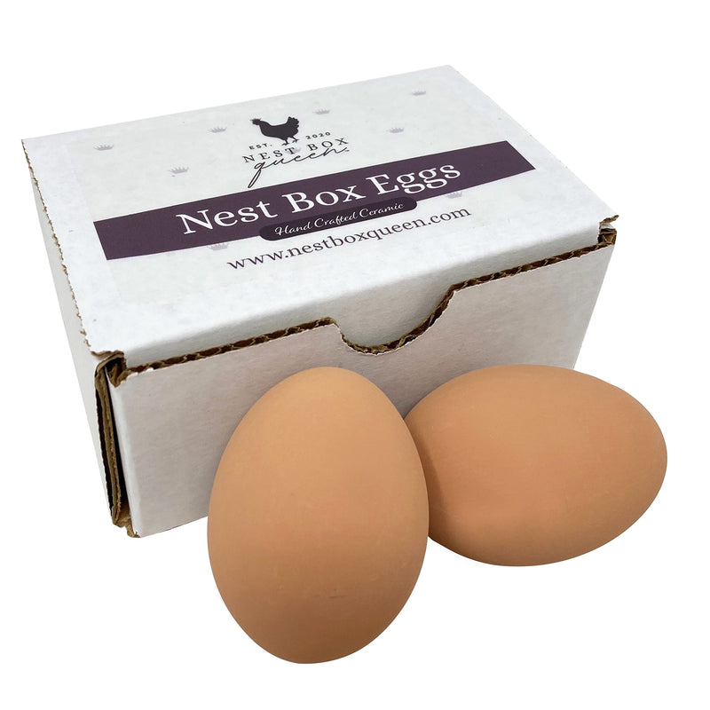 Nest Box Queen Ceramic Chicken Nest Eggs for Nest Box Training - 2 Pack Brown - PawsPlanet Australia
