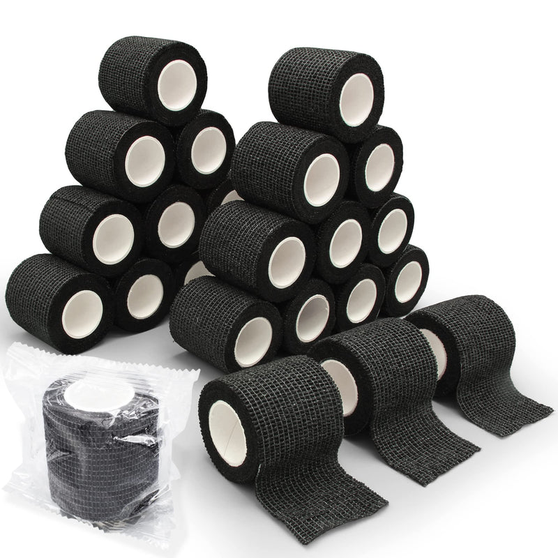 Latex Free Self Adhesive Bandage Wrap 2 inch x 5 Yards - 24 PCS Black Non-Woven Elastic Bandage Wrap - Vet Wrap for Dogs - PawsPlanet Australia