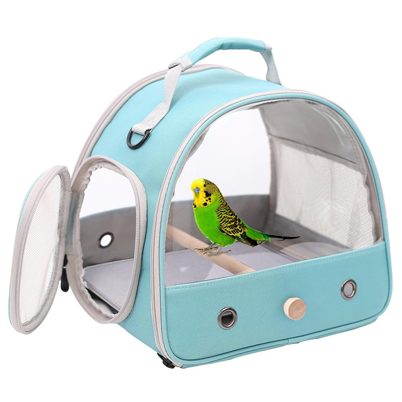 Small Bird Travel Cage Carrier, Portable Parrot Parakeet Carrier with Standing Perch and Comfy Mat, Budgies Carry Transport Bag for Vet Visit Shopping and Outdoor Adventure. Green Clear Windows - PawsPlanet Australia