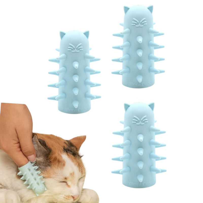 Furr&Purr Cat Brush, Scratcher, and Massager - Indoor Cat Calming Care with Face Scratcher, Finger Brush (3-Pack, Made in USA) 3 Pack - New - PawsPlanet Australia