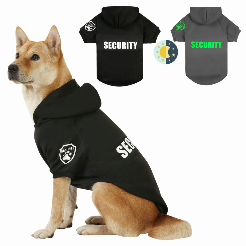 Dog Security Hoodie with Glow-in-The-Dark Prints DAJIDALI Dog Clothes Apparel Winter Sweatshirt Warm Sweater Jacket Coat Hoodie for Small Medium Large Dog Cat 31" Chest Black - PawsPlanet Australia