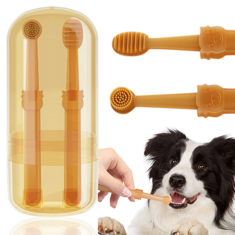 Dog Toothbrush, Pet Silicone Toothbrush Cat Tooth Brushing Kit with Storage Cup, 360° Doggie Kitten Toothbrush Tongue Cleaning Brush, Dental Care for Small Pets Ferret Dutch Pigs - PawsPlanet Australia