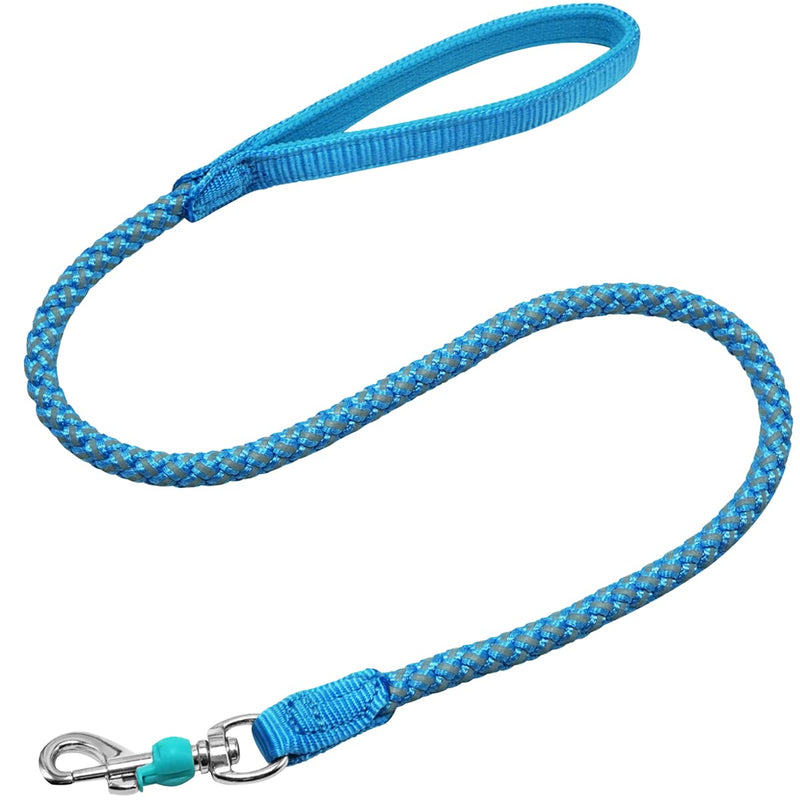 Rope Dog Leash- 2/3/4/6/10 Foot Reflective Dog Leash- Strong Nylon Braided Heavy Duty Dog Training Leash for Large and Medium Small Dogs Walking Leads (Sky Blue- 3 feet) 3ft * 1/2" Sky blue - PawsPlanet Australia