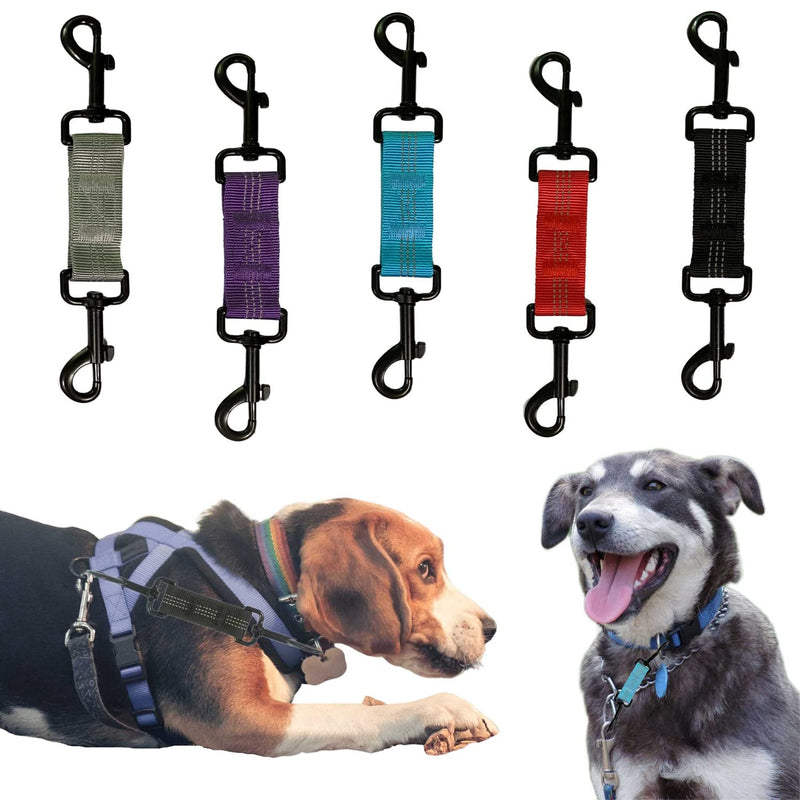 Dog Collar Clip Dog Safety Leash Clip Prong Collar Backup Dog Harness to Collar Safety Clip 5 pcs Reflective Dog Leash Connector Double Ended Backup Clasp - PawsPlanet Australia
