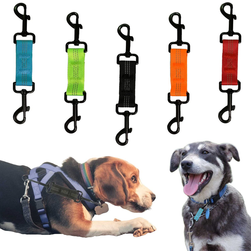 Dog Collar Clip Dog Safety Leash Clip for Prong Collar Backup Dog Harness to Collar Safety Clip 5 pcs Reflective Dog Leash Connector Double Ended Backup Clasp - PawsPlanet Australia