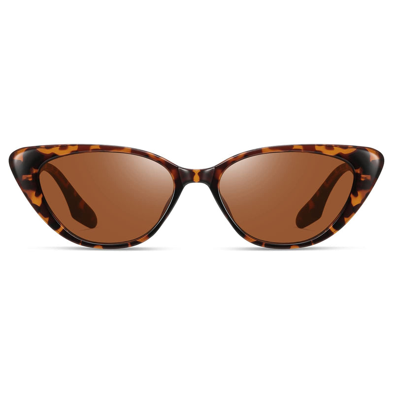 Retro Vintage Narrow Cat Eye Sunglasses for Women 90s Small Chic Trendy Sunnies UV400 Party Driving FZN7514 Tortoise / Brown - PawsPlanet Australia