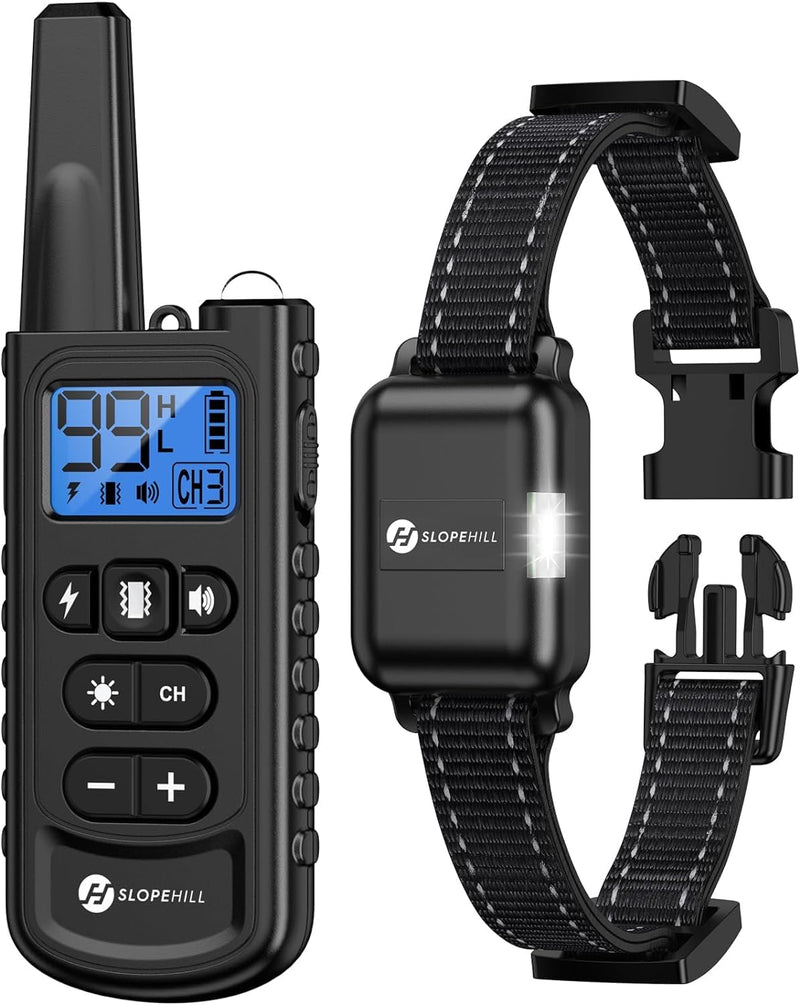 Dog Training Collar with 7 Training Modes, 2600Ft Remote Electronic Dog Shock Collar, Electric Shock Collar for Small Medium Large Dogs(Black) Black-1 Collar - PawsPlanet Australia
