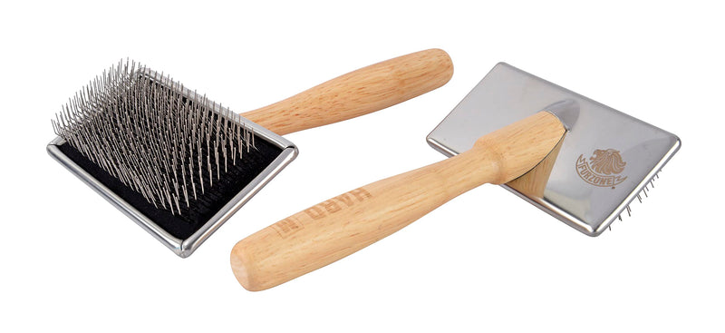 Wooden Slicker Brush - Stainless Steel Hard Pins for Grooming Short-Haired Pets (Size M) Hard Pin / M - PawsPlanet Australia