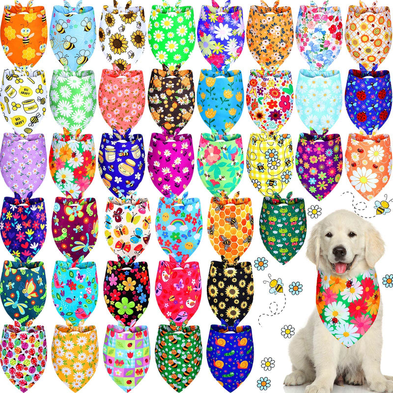 Sadnyy 40 Pcs Christmas Dog Bandanas Bulk for Dogs Flower Bee Autumn Triangle Reversible Dog Bibs Adjustable Puppy Kerchief Scarf Washable Cat Scarf for Thanksgiving Holiday Pet Grooming L - PawsPlanet Australia