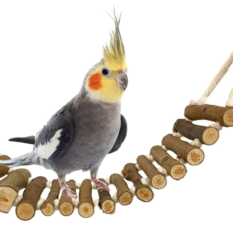 SIMENA Bird Cage Ladder, Parrot Bridge Made of Natural Wood and Rope, Interactive Bird Toy for Small and Medium Sized Birds and Parrots, Parakeets, Cockatiels, Amazon Parrots, Conures etc. Swing Ladder with Rope - PawsPlanet Australia