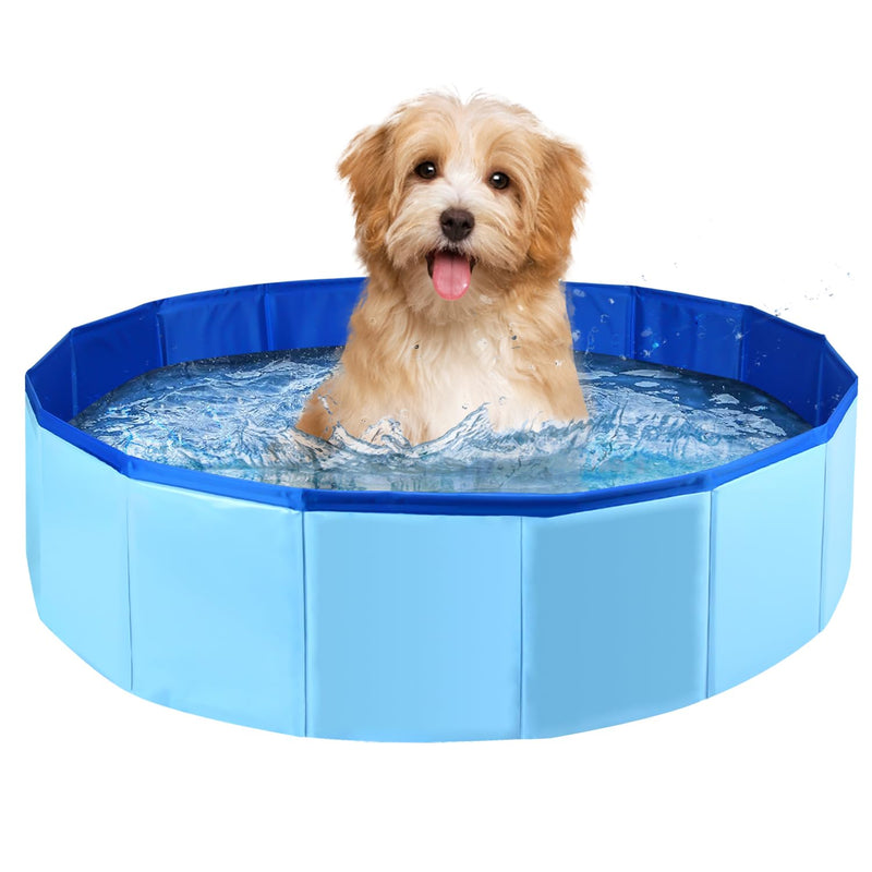 Enenes 24'' x 8'' Dog Pool, Folding Dog Swimming Pool, Portable Dog Bathtub, Dogs Cats PVC Non-Slip Bath Tub Puppy Shower Bathing Tub and Collapsible Pool for Dogs Cats (Blue) Blue - PawsPlanet Australia