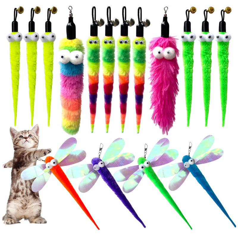 Cat Worm Toy Refills Cats Teaser Toys Cat Wand Refill Wand Replacement Cat Wand Attachments Cat Fishing Pole Toy Refill 16Pcs Cat Worms Refill,Cat Wand Toy Assorted Teaser Refills - PawsPlanet Australia