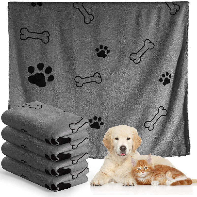 Chumia 4 Pcs Dog Towels for Drying Dog Puppy Bulk Microfiber Absorbent Paw Towel Pet Bathing Supplies Quick Drying for Medium Cats Pets Shower(24 x 40 Inch,Gray) 24 x 40 Inch Gray - PawsPlanet Australia