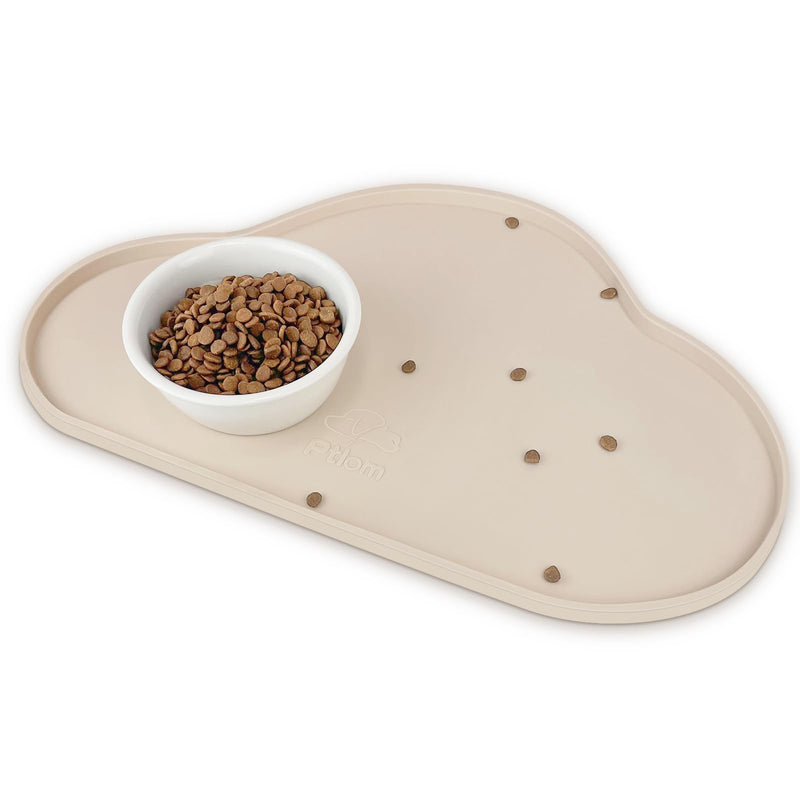 Ptlom Silicone Pet Placemat for Dogs and Cats, Non-Slip Waterproof Dog Feeding Bowl Mats for Food and Water, Small Medium Large Pet Puppy Tray Mat Prevent Residues from Spilling onto The Floor, Beige - PawsPlanet Australia
