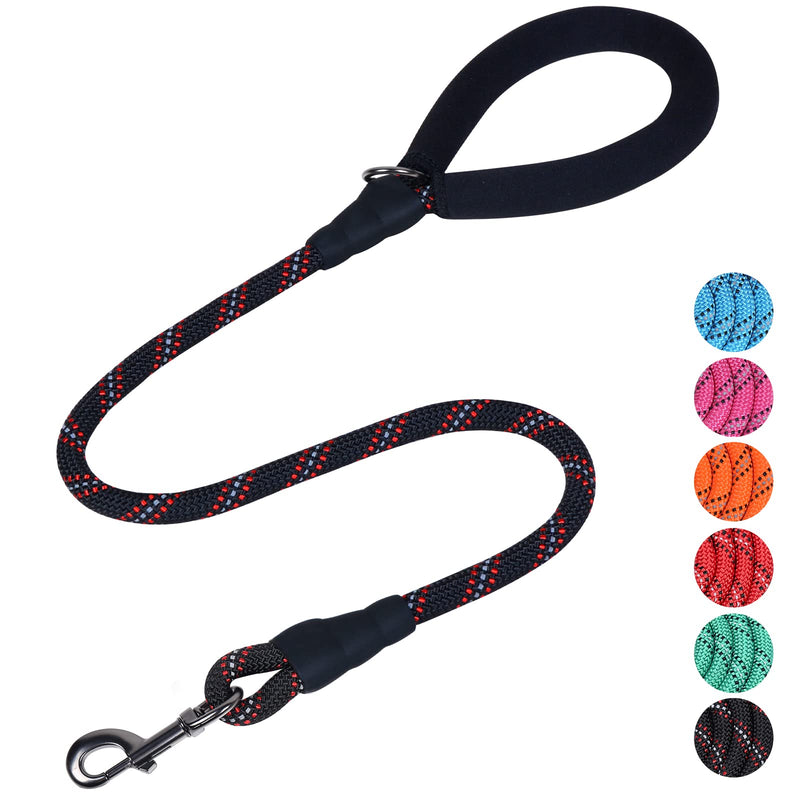 VIVAGLORY Rope Dog Leash Roperex Dog Leash with Soft Padded Handle for Walking & Training, Strong Rope & Reflective Heavy Duty for Pet, 5/16IN x 4FT (0~18 lbs.), Black 5/16" x 4 FT (0~18 lbs.) - PawsPlanet Australia