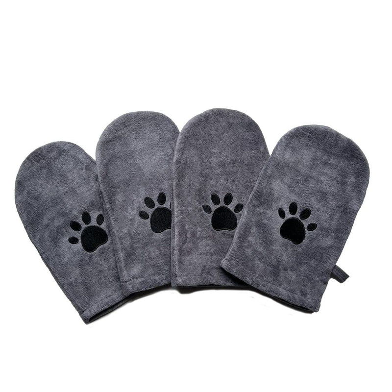 Penny & Niko Microfiber Pet Towel Mitts - Paw Cleaning and Drying Mitts/Gloves for Dogs and Cats (Gray, Standard - 4 Pack) Gray - PawsPlanet Australia