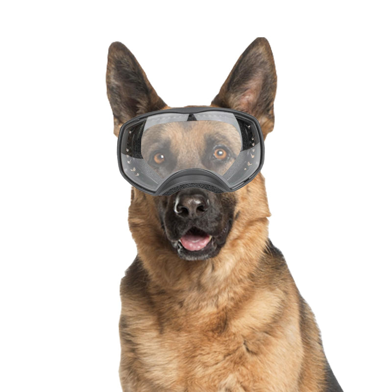 NAMSAN Clear Dog Goggles Medium Large Dog Sport Sunglasses UV Protection Soft Pet Goggles Deep Eyecups Fog/Windproof Outdoor Eyewear for Medium-Large Dogs, Black Black/Clear Lens - PawsPlanet Australia
