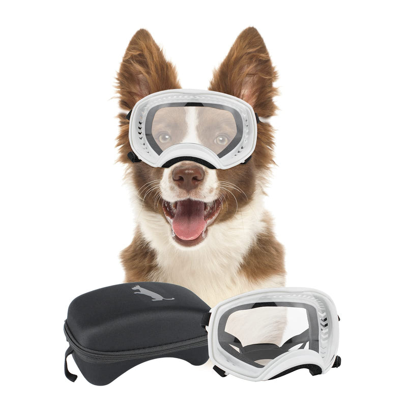 PETLESO Dog Goggles Large Breed, Dog Sunglasses for Large Dog Clear Goggles Eye Protection for Medium Dog Outdoor, Clear White - PawsPlanet Australia