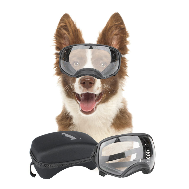PETLESO Clear Dog Goggles for Medium to Large Breed, UV Protection Windproof Snowproof Dog Sunglasses All-Weather Eye Shield, Wide Vision & Soft Frame, Adjustable Straps, Clear - PawsPlanet Australia