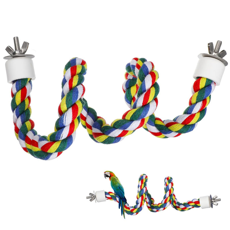 Colorful Bird Rope Perch Stand, Birdcage Swing Spiral Toys, Bird Bungee Rope Perches Toys Cage Accessories for Cockatiels Parrot Birds (60CM/23.6inch) 60CM - PawsPlanet Australia