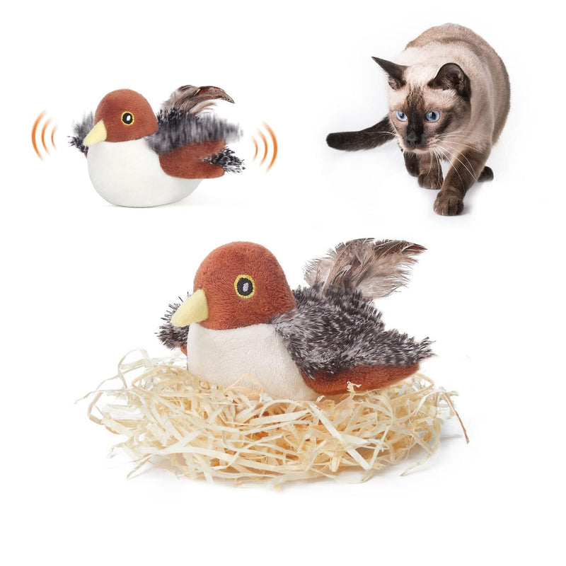 Potaroma Cat Toys Rechargeable Flapping Bird Sparrow, Lifelike Chirp Tweet, Touch Activated Kitten Toy Interactive Cat Exercise Toys for All Breeds Cat Kicker Catnip Toys 4.0 Inches - PawsPlanet Australia