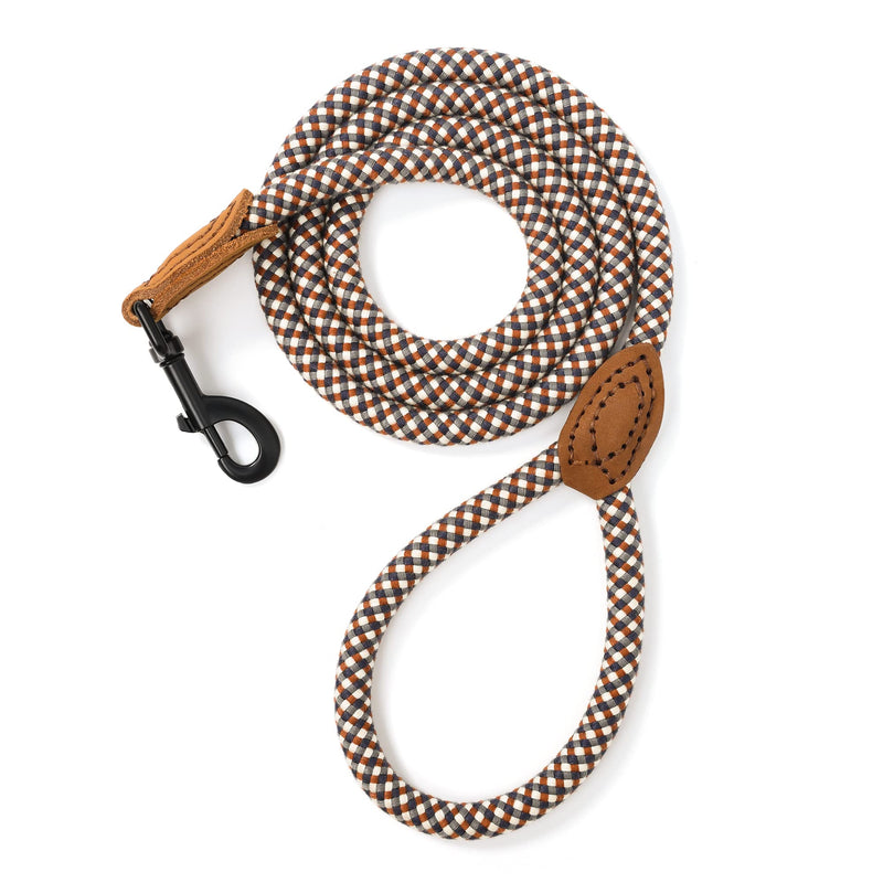 Mile High Life Rope Leash with Genuine Leather Connection, 6 FT/5 FT/4 FT, Heavy Duty Leash for Medium & Large Dogs (Brown, 48 Inch) 48 Inch-1/2" Brown - PawsPlanet Australia