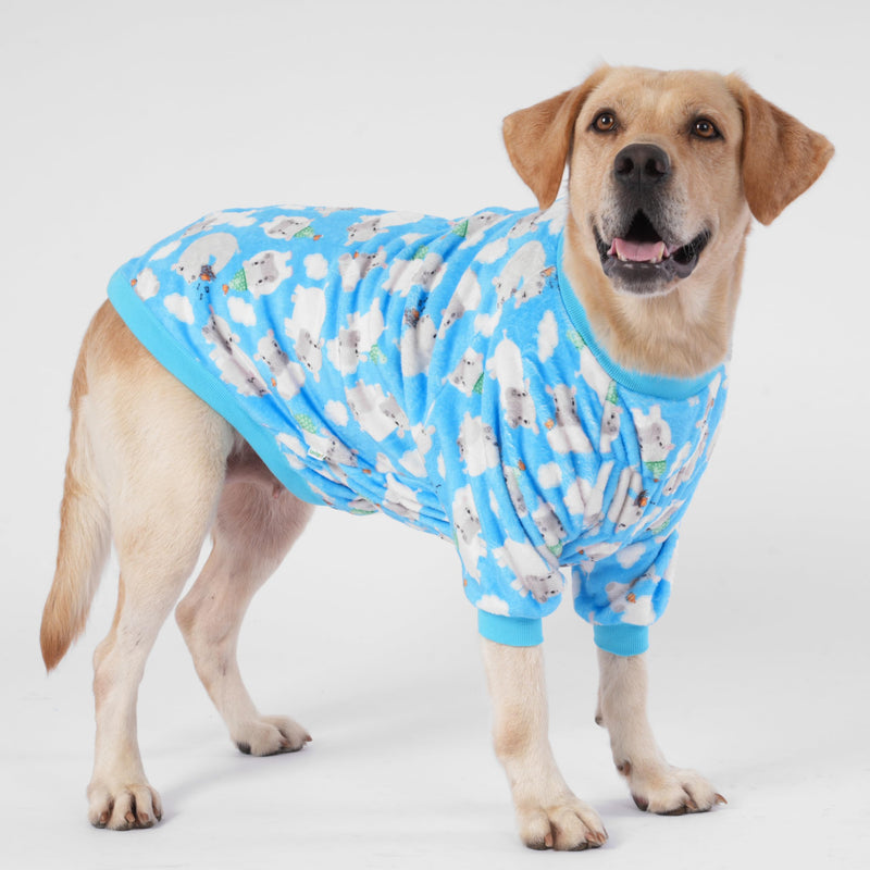 LovinPet PJS for Pit Bulls - Warm Pajamas for Dogs, Soft & Upgraded Lightweight Fabric Blue Happy Tossed Hippo Prints Clothes, Fashionable Dog Flannel Shirt, Suitable for Large Dog Breeds, Blue L Hippo Blue - PawsPlanet Australia