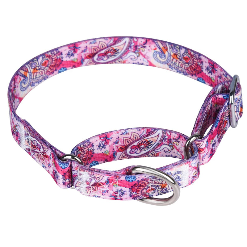Heavy Duty Nylon Dog Collar, Adjustable Martingale Dog Collar for Walking Training Boy and Girl Dogs Medium Large Dogs (M:36-45CM, Pink) M:36-45CM - PawsPlanet Australia