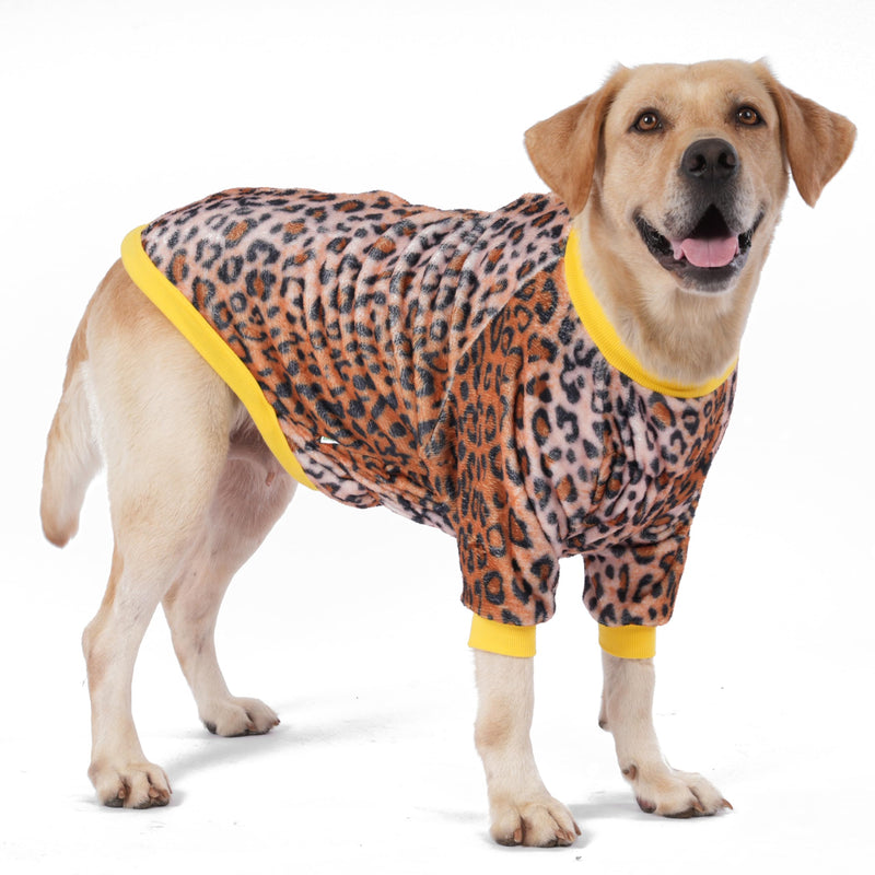 LovinPet Pet Jackets for Large Dogs - Lightweight Warm Pet Coats, Skin-Friendly Flannel Fabric Clothes for Pitbull, Loquat Rough Leopard Prints, Warm Dog Clothes for Pitbull Breeds,Brown 2XL - PawsPlanet Australia