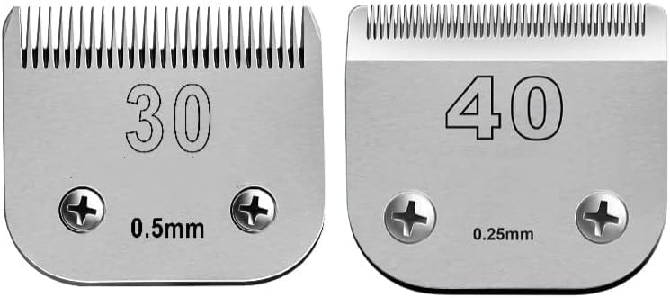VALLNEIsize 40/30 Detachable Pet Dog Grooming Ceramic Blades Compatible with Oster A5,Wahl KM10 Series Clipper,Cut Length 1/100 to 1/50 in,2 Count 30/40 - PawsPlanet Australia