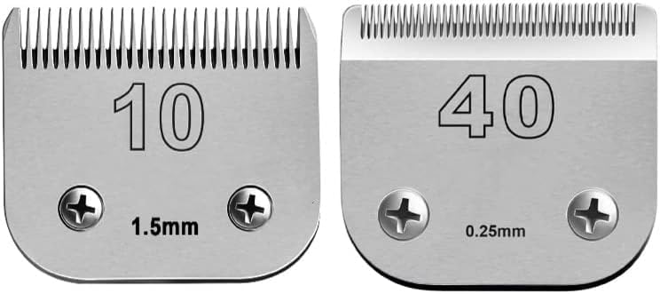 size 40/10 Detachable Pet Dog grooming Ceramic Blades Compatible with Oster A5,Wahl KM10 Series clipper,Cut Length 1/100 to 1/16 in,2 Count 10/40 - PawsPlanet Australia