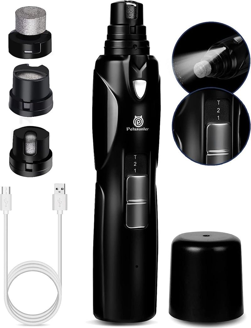Dog Nail Grinder, 2-Speed and LED Light, Powerful Touch-Switch, Quiet and Low-Vibration Dog Nail Trimmers, and 3 Ports for Large Dogs, Medium, Small Dogs Cats Pets with Hard or Thick Nail - PawsPlanet Australia