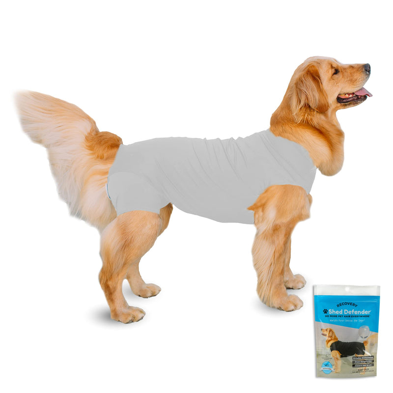 Shed Defender Recovery Suit for Dogs - Seen on Shark Tank, Post-Surgery Dog Onesie, Vet Approved, Anxiety Shirt, E-Collar Alternative, Calming Vest Jacket, Covers Hot Spots & Abdominal Wound, Bodysuit L (41 - 60 lbs) Heather Grey - PawsPlanet Australia