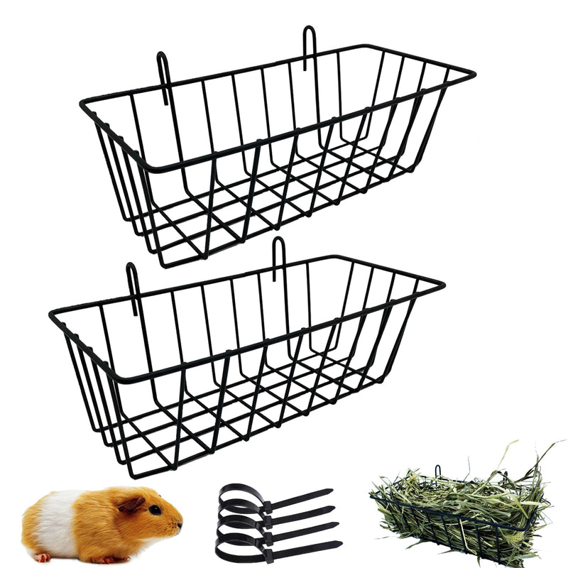 Rabbit Hay Feeder Rack Guinea Pig Hay Dispenser for Cage Hanging Metal Feeder Small Animals Hay Holder Manger for Rabbits Guinea Pigs Chinchillas Ferrets (Black - 2 in a Group) Black - 2 in a group - PawsPlanet Australia
