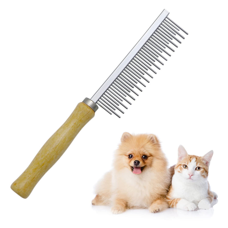 Wooden Handle Grooming Comb for Dogs Cats Pet（Multitooth） Long & Short Teeth Comb - PawsPlanet Australia