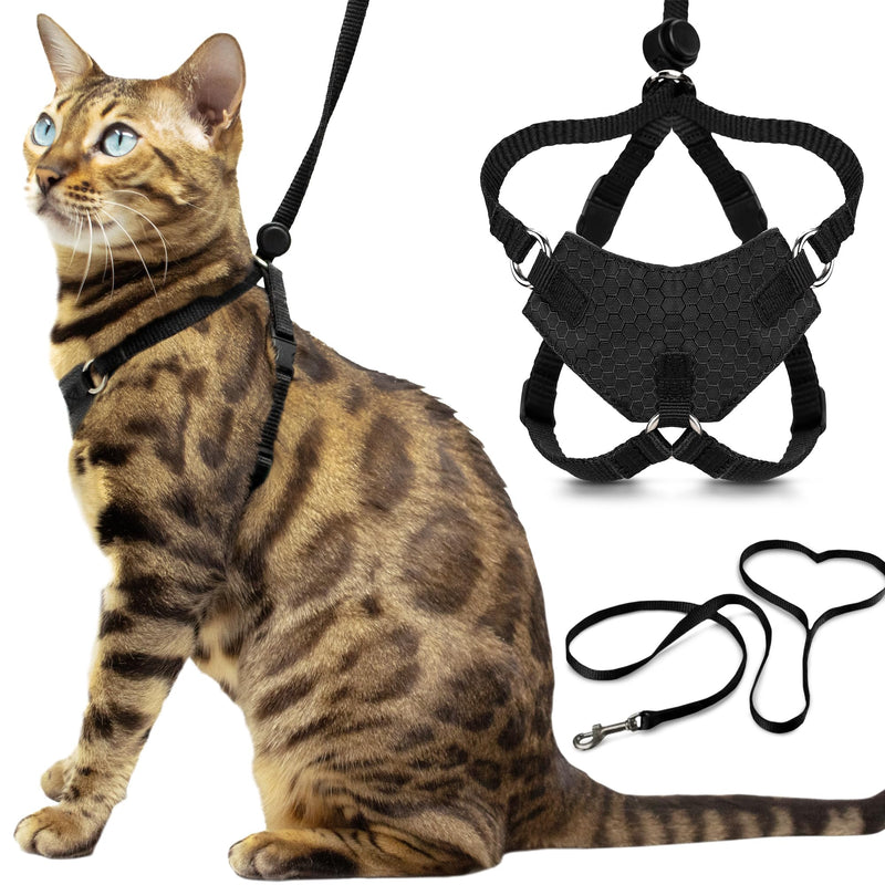 Houdini™ Escape Proof Cat Harness and Leash Set by OutdoorBengal – Black, Large Cat Harness for Walking Big Cats XL - PawsPlanet Australia
