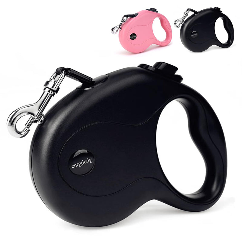 16Ft Retractable Dog Leash,Light Weight Leash for Small to Medium Dogs/Cats Up to 50lbs,Stainless Steel Spring Strong Nylon Tape, Tangle Free, One-Handed Brake (black) black - PawsPlanet Australia